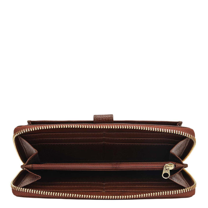 Canvas Wax Leather Ladies Wallet - Beige & Espresso