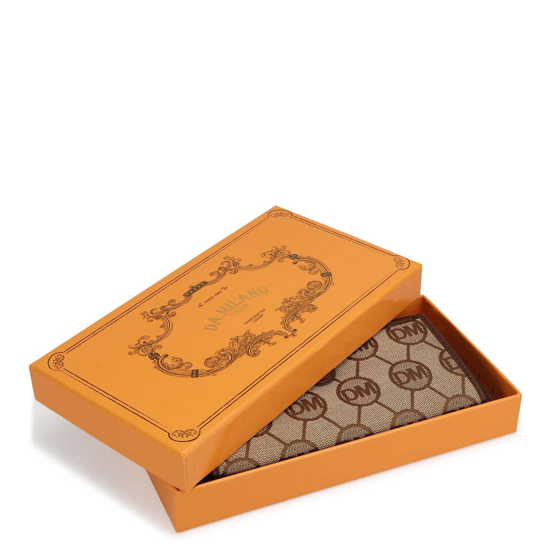 Canvas Wax Leather Ladies Wallet - Beige & Espresso