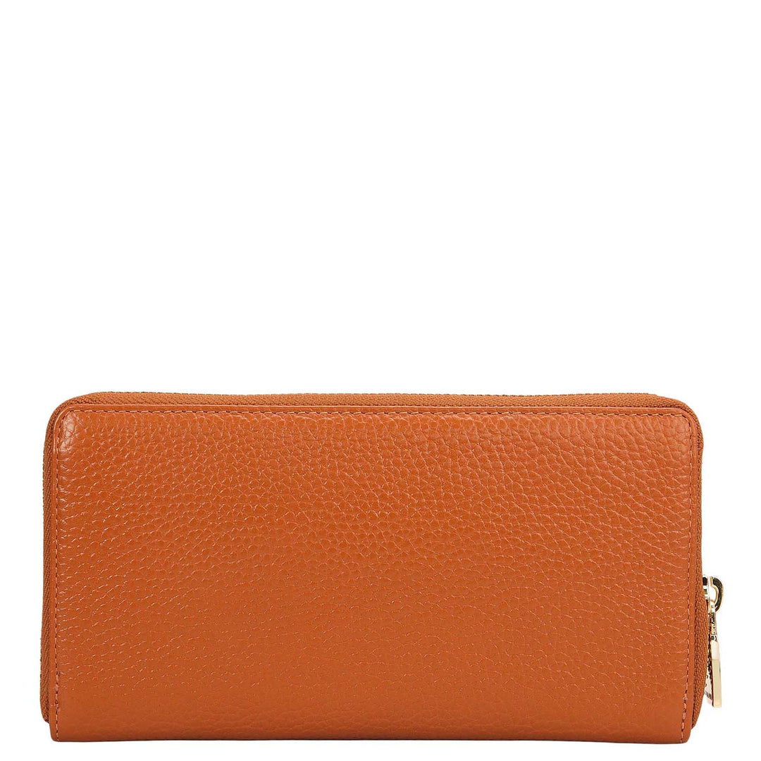 Canvas Wax Leather Ladies Wallet - Beige & Orange