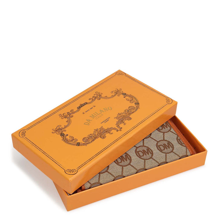 Canvas Wax Leather Ladies Wallet - Beige & Orange