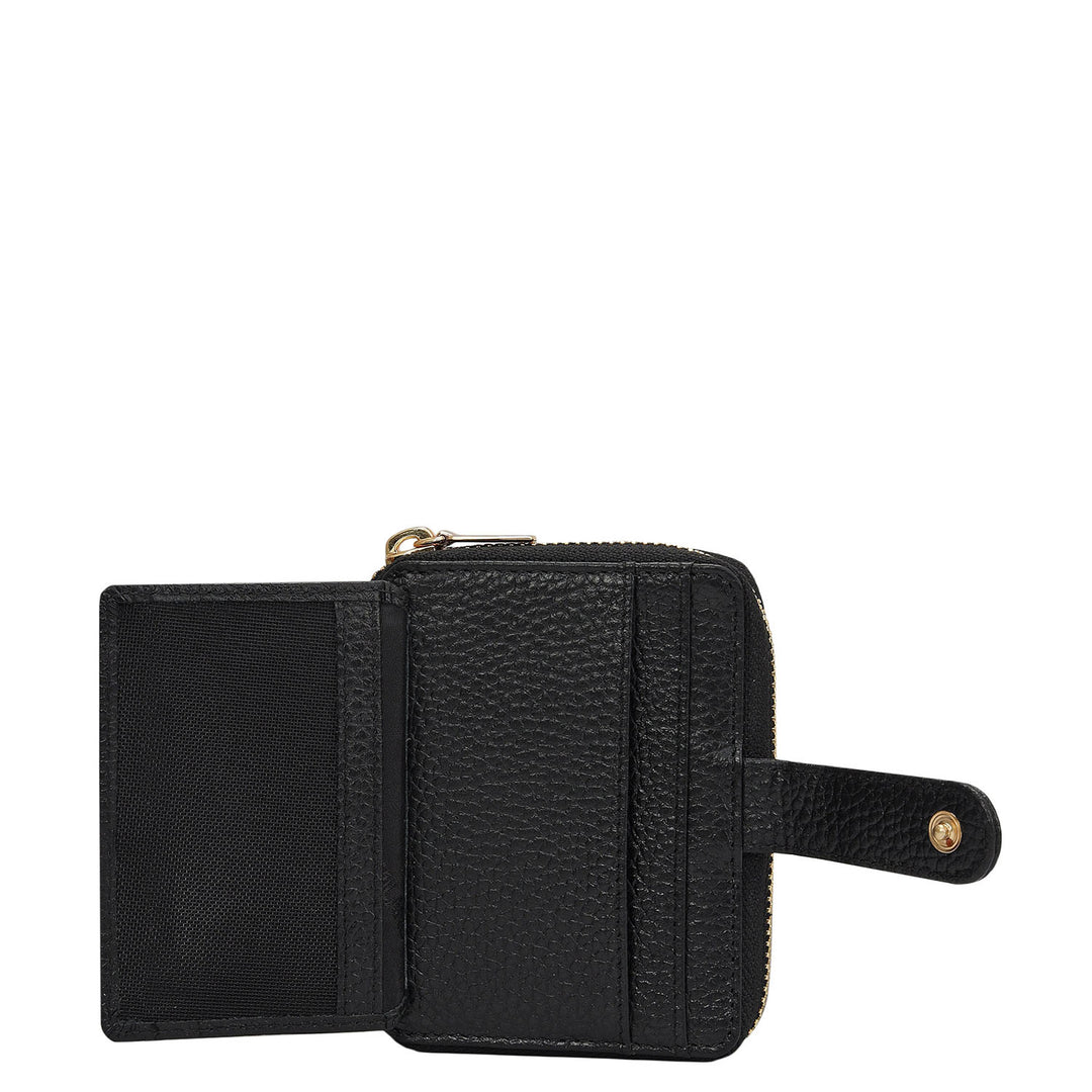 Wax Leather Ladies Wallet - Black