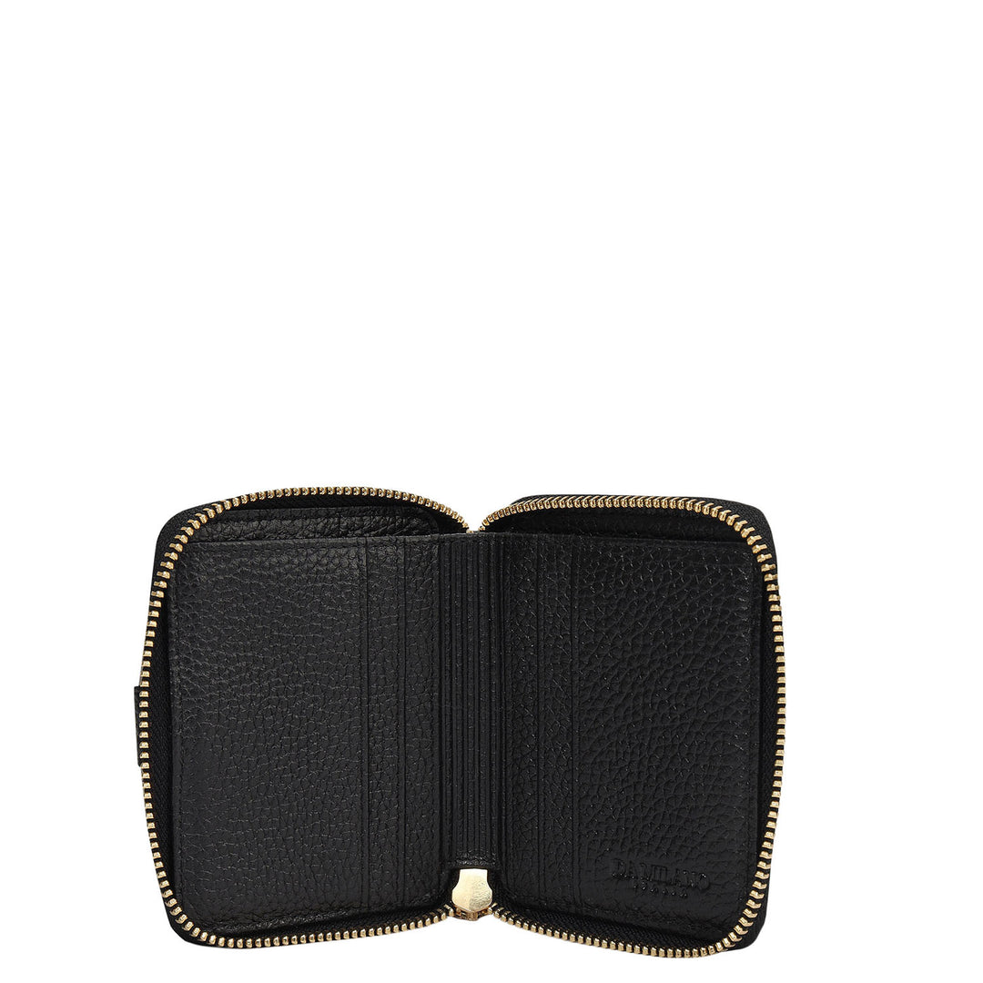 Wax Leather Ladies Wallet - Black