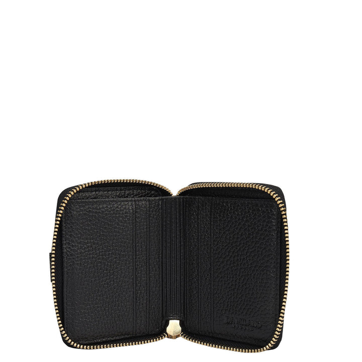Wax Leather Ladies Wallet - Black