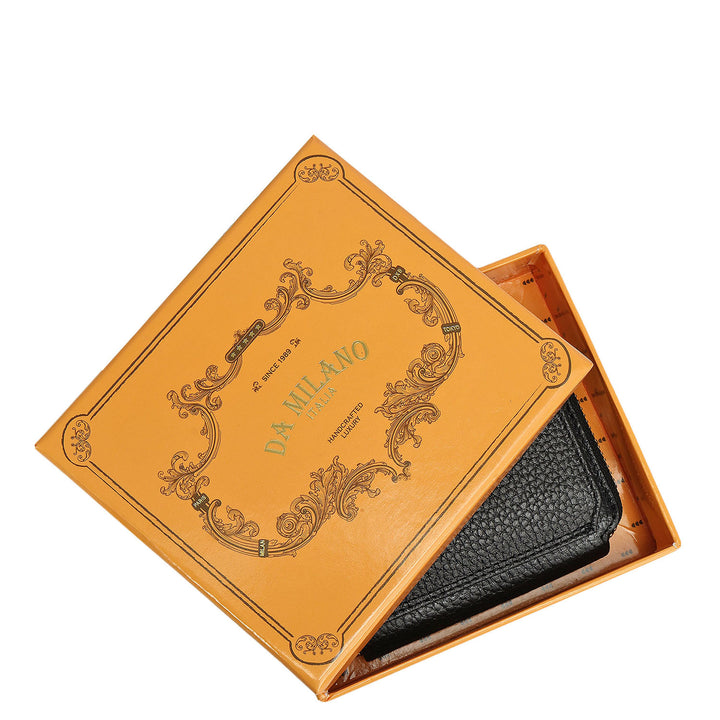 Wax Leather Ladies Wallet - Black