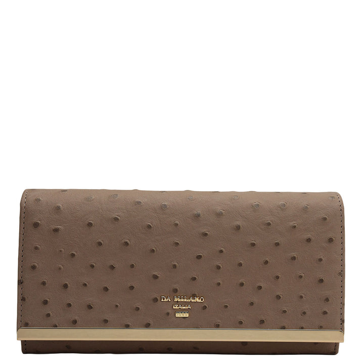 Ostrich Leather Ladies Wallet - Slate