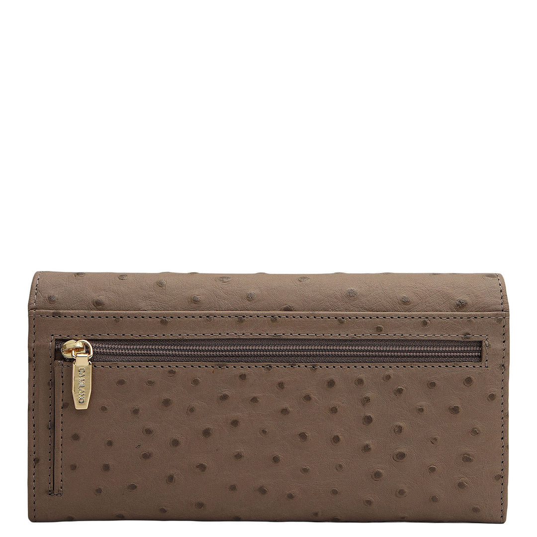 Ostrich Leather Ladies Wallet - Slate