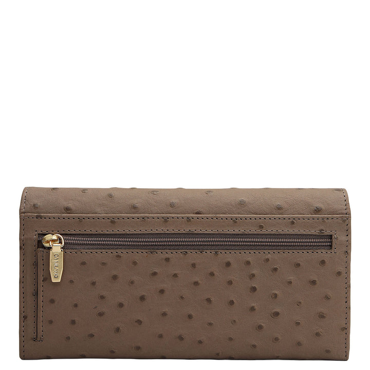 Ostrich Leather Ladies Wallet - Slate