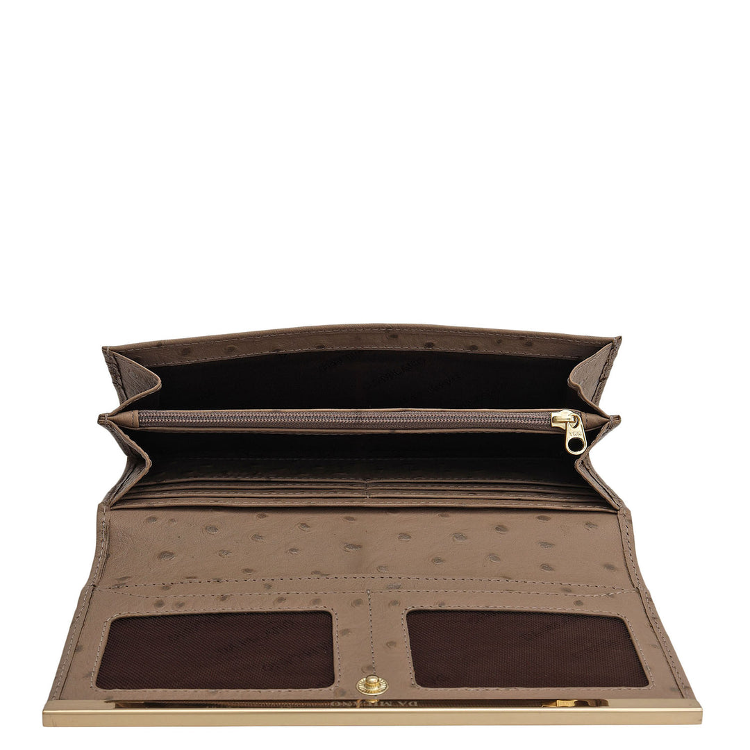 Ostrich Leather Ladies Wallet - Slate