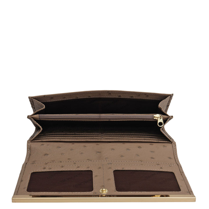 Ostrich Leather Ladies Wallet - Slate