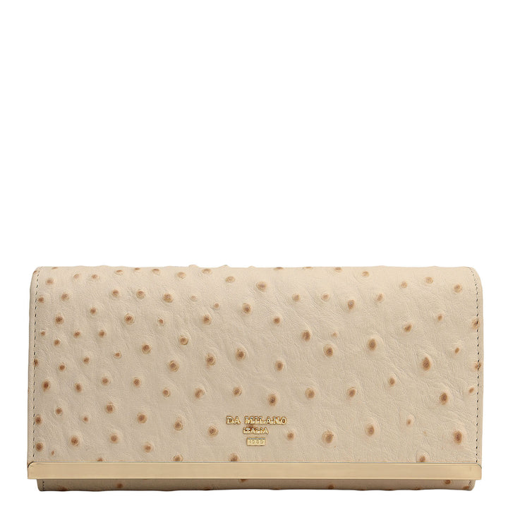 Ostrich Leather Ladies Wallet - Vanilla