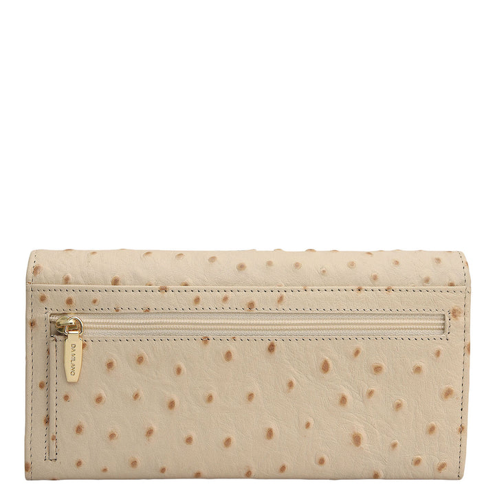 Ostrich Leather Ladies Wallet - Vanilla