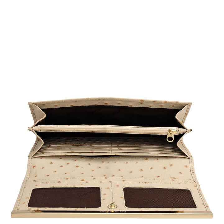 Ostrich Leather Ladies Wallet - Vanilla