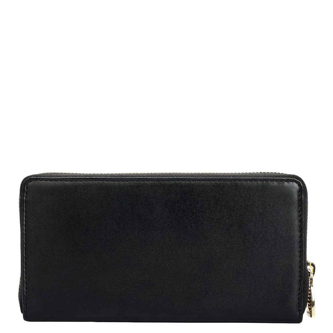 Plain Suede Leather Ladies Wallet - Black & Red