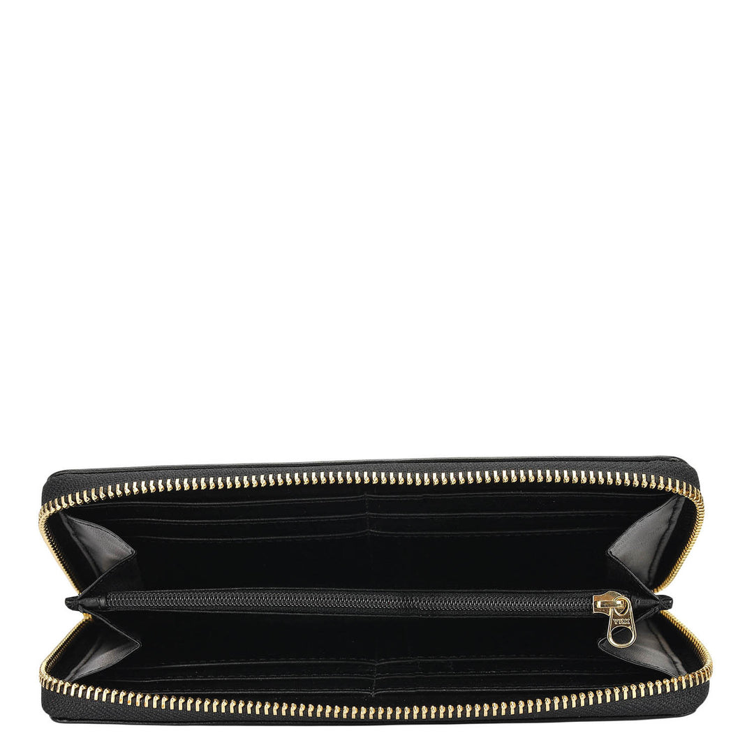 Plain Suede Leather Ladies Wallet - Black & Red