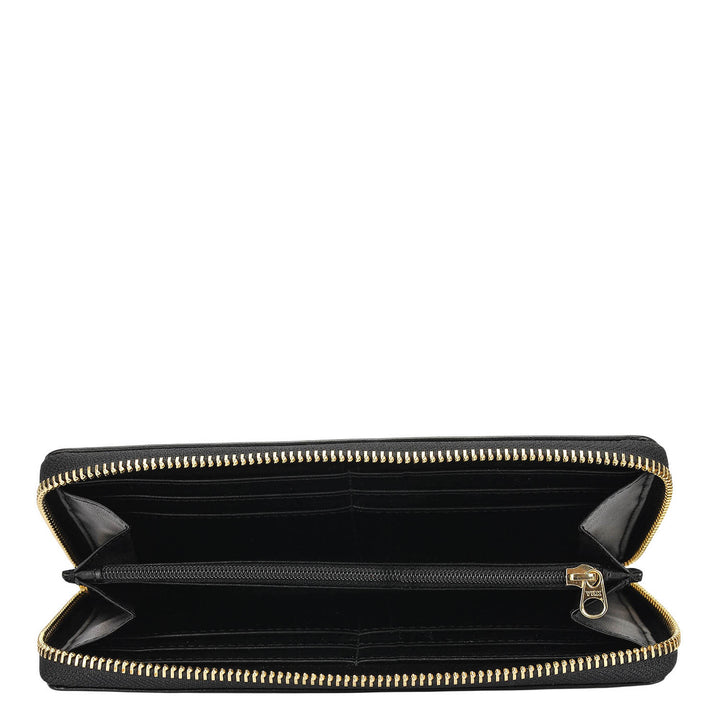 Plain Suede Leather Ladies Wallet - Black & Red