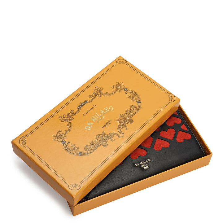 Plain Suede Leather Ladies Wallet - Black & Red