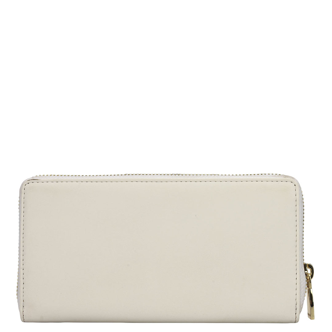 Plain Suede Leather Ladies Wallet - Pink & Off White