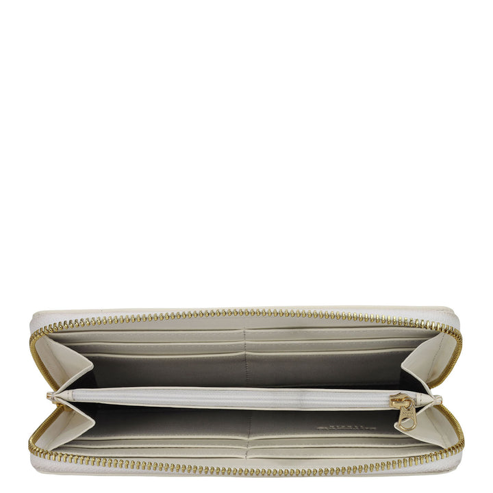 Plain Suede Leather Ladies Wallet - Pink & Off White