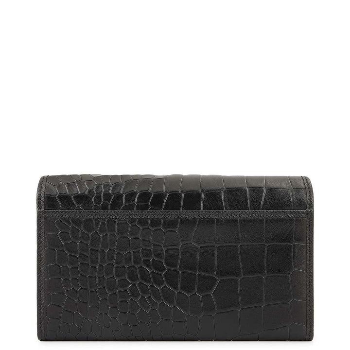 Croco-Texture Continental Wallet - Black
