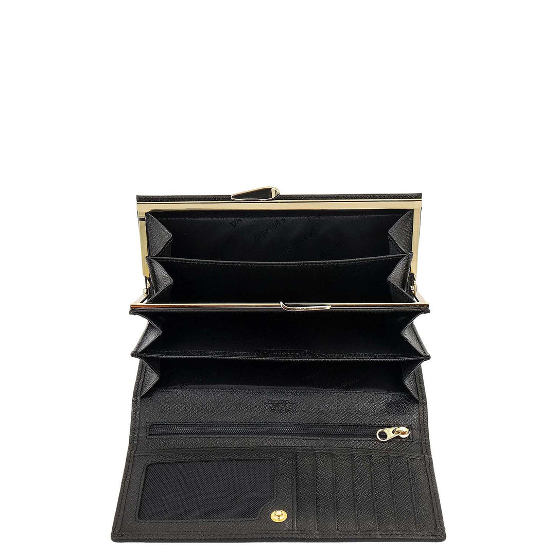 Croco-Texture Continental Wallet - Black