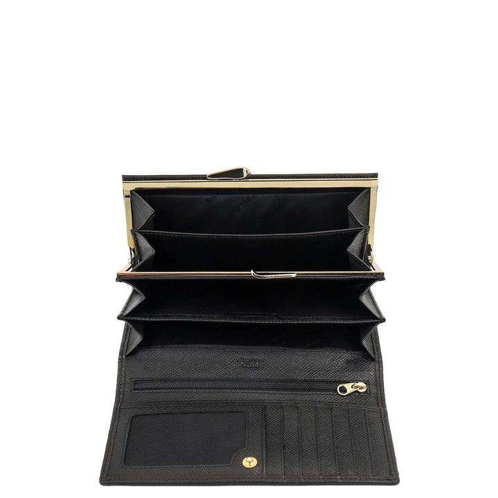 Croco-Texture Continental Wallet - Black