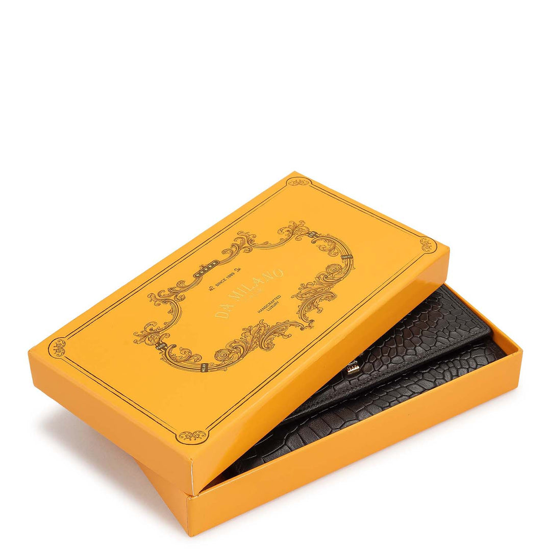 Croco-Texture Continental Wallet - Black