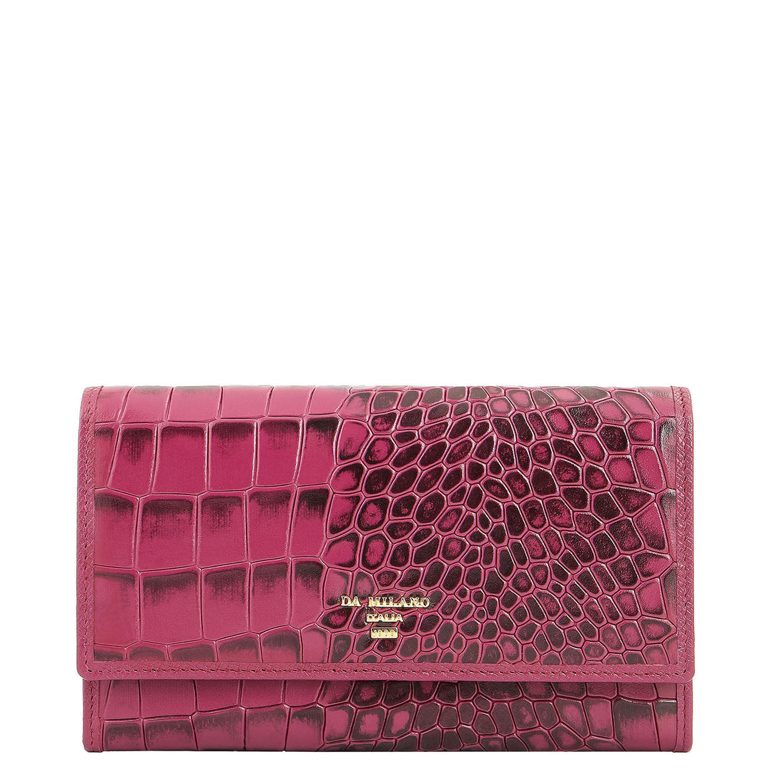 Croco-Texture Continental Wallet - Passion