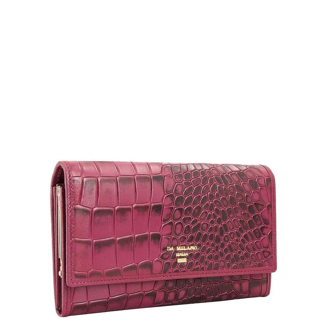 Croco-Texture Continental Wallet - Passion