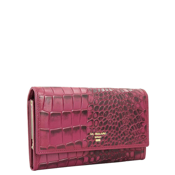 Croco-Texture Continental Wallet - Passion