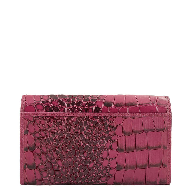 Croco-Texture Continental Wallet - Passion