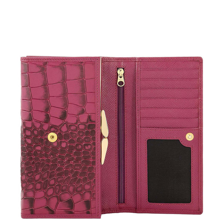 Croco-Texture Continental Wallet - Passion