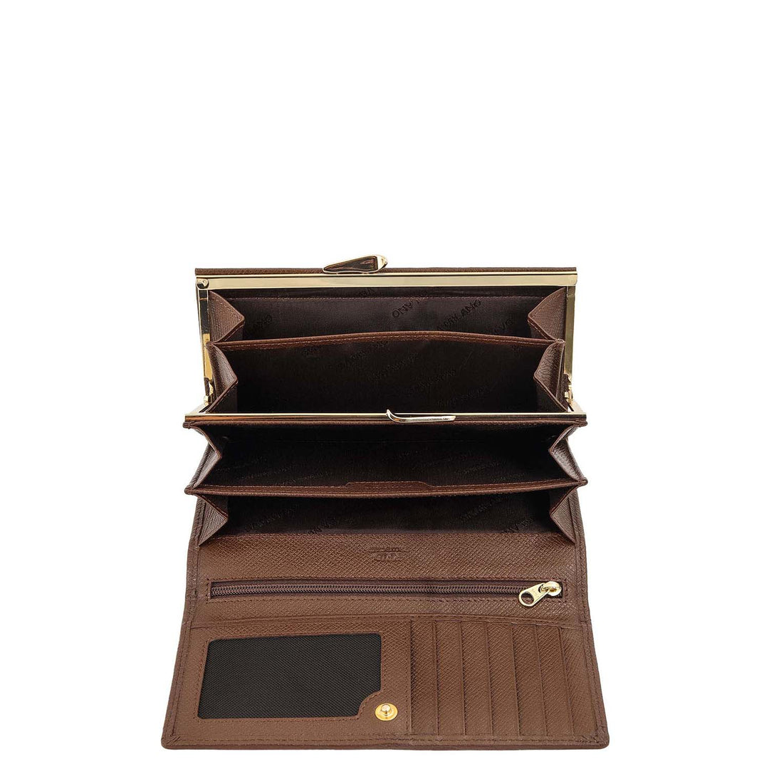 Croco-Texture Continental Wallet- Walnut