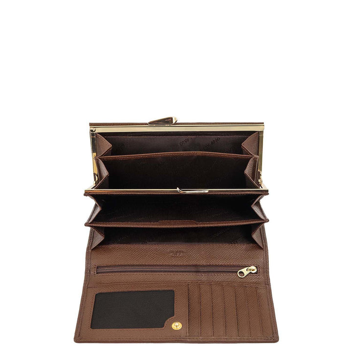Croco-Texture Continental Wallet- Walnut