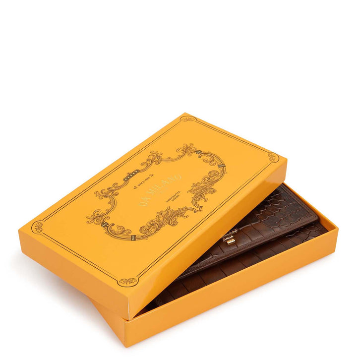 Croco-Texture Continental Wallet- Walnut