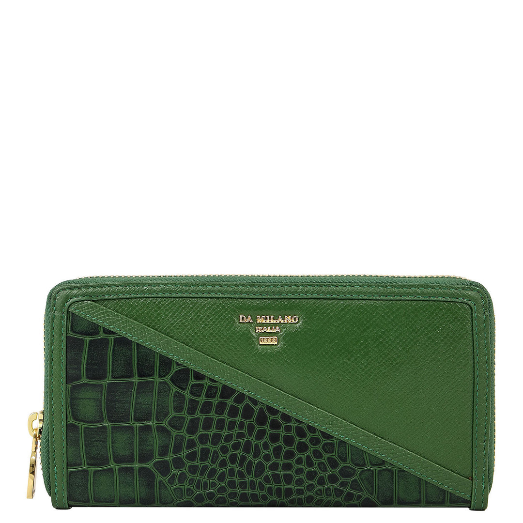 Croco Franzy Leather Women Wallet - Emerald Green