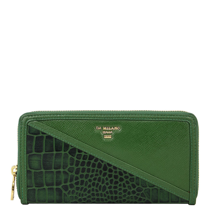 Croco Franzy Leather Women Wallet - Emerald Green