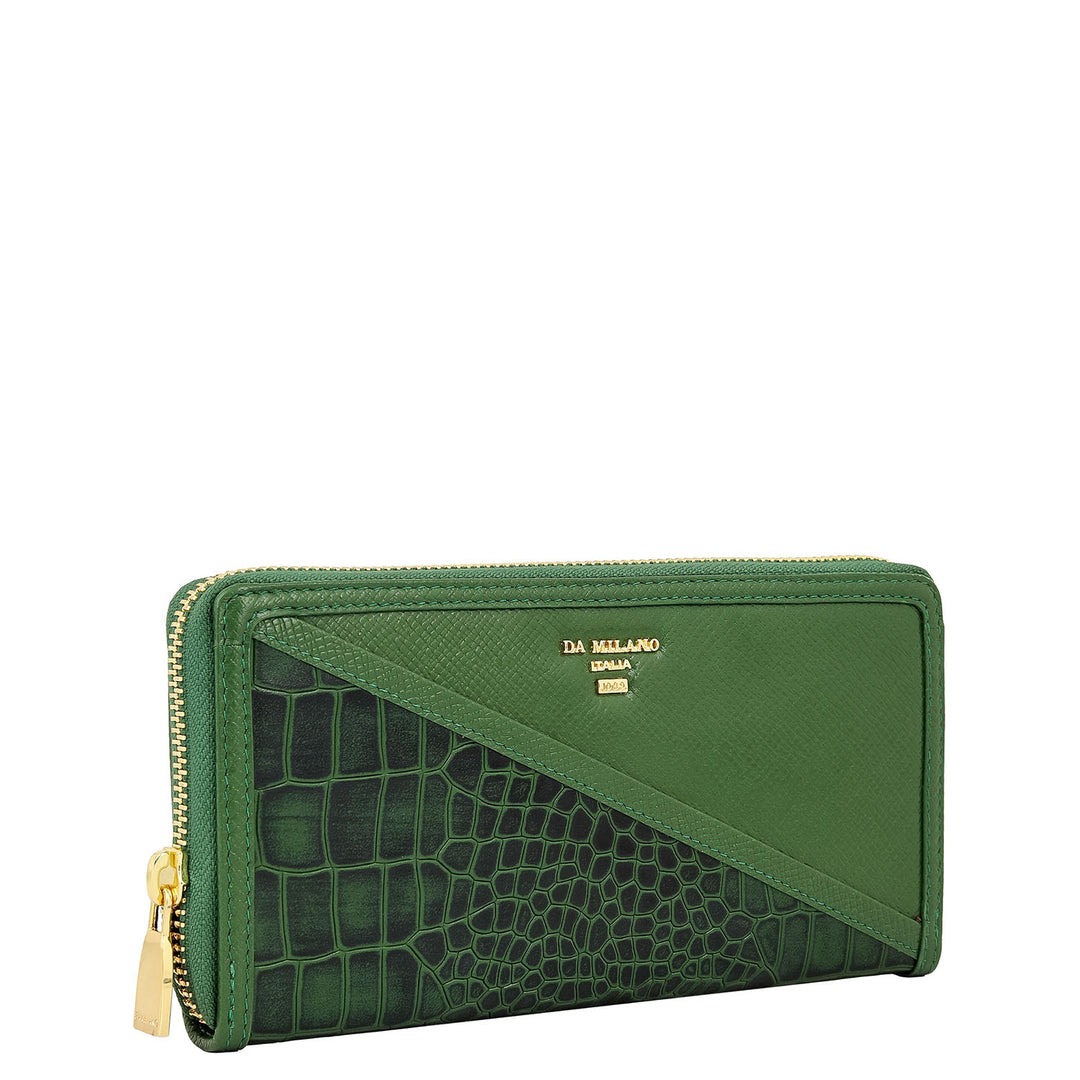 Croco Franzy Leather Women Wallet - Emerald Green