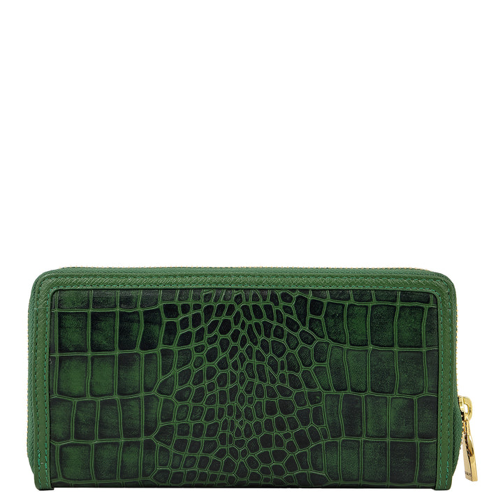 Croco Franzy Leather Women Wallet - Emerald Green