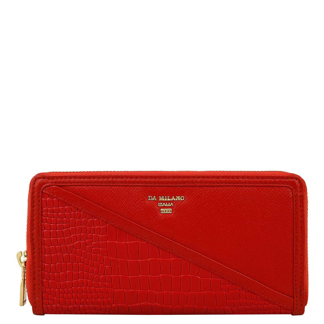 Croco-Texture Continental Wallet - Red