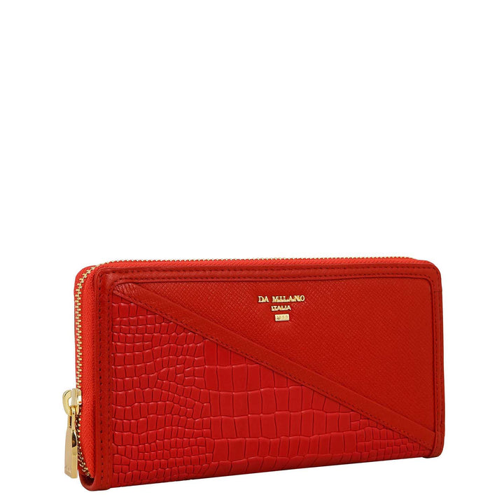 Croco-Texture Continental Wallet - Red