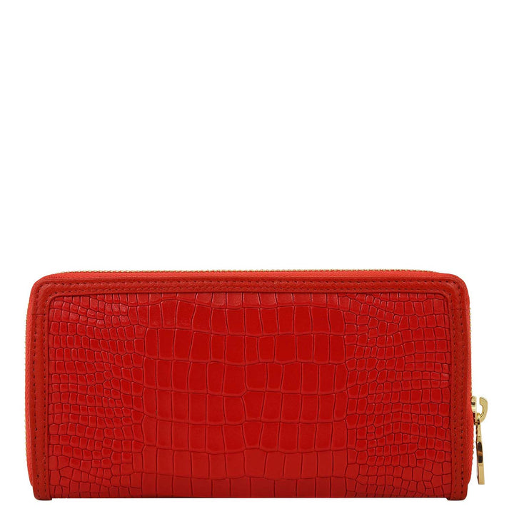 Croco-Texture Continental Wallet - Red