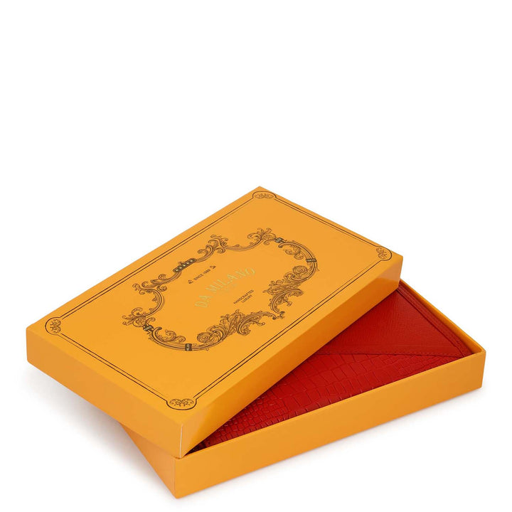 Croco-Texture Continental Wallet - Red