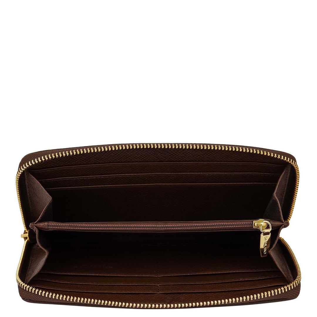 Croco-Texture Continental Wallet - Walnut