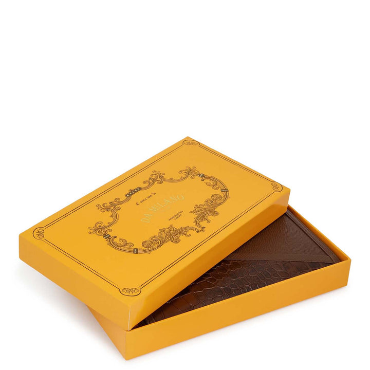 Croco-Texture Continental Wallet - Walnut