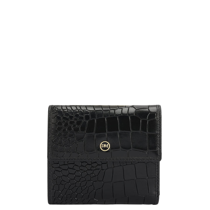 Croco Leather Ladies Wallet - Black