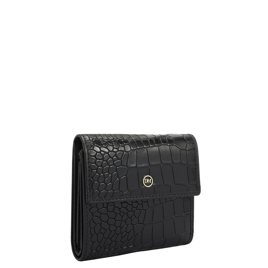 Croco Leather Ladies Wallet - Black