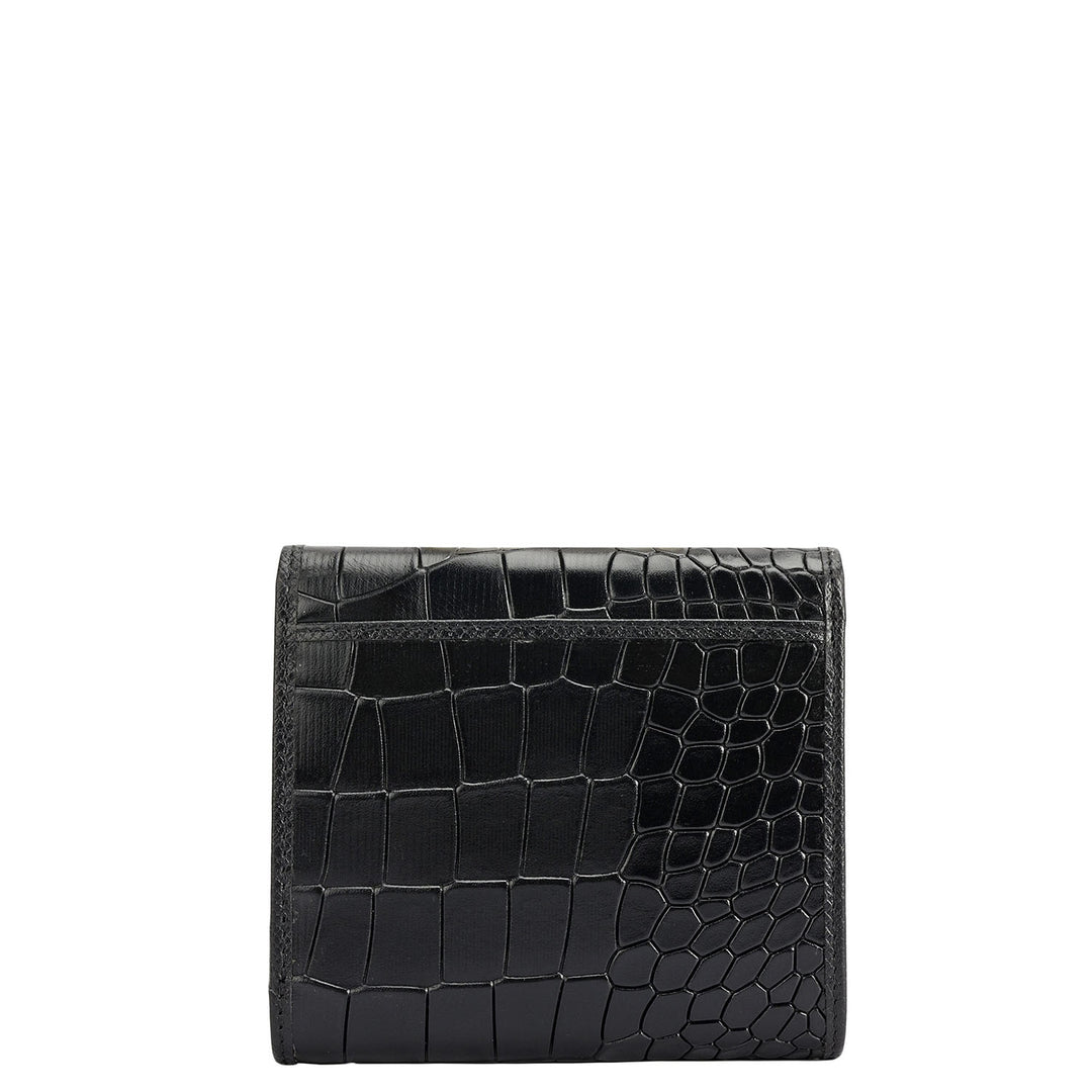 Croco Leather Ladies Wallet - Black