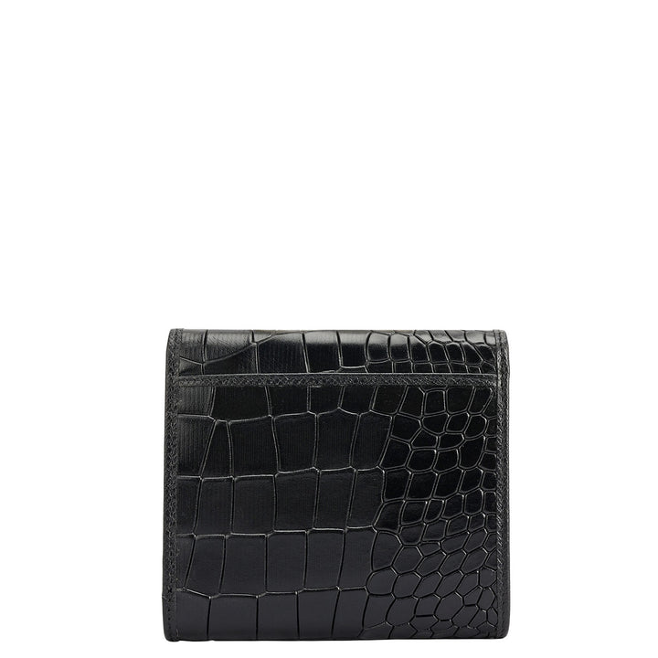 Croco Leather Ladies Wallet - Black