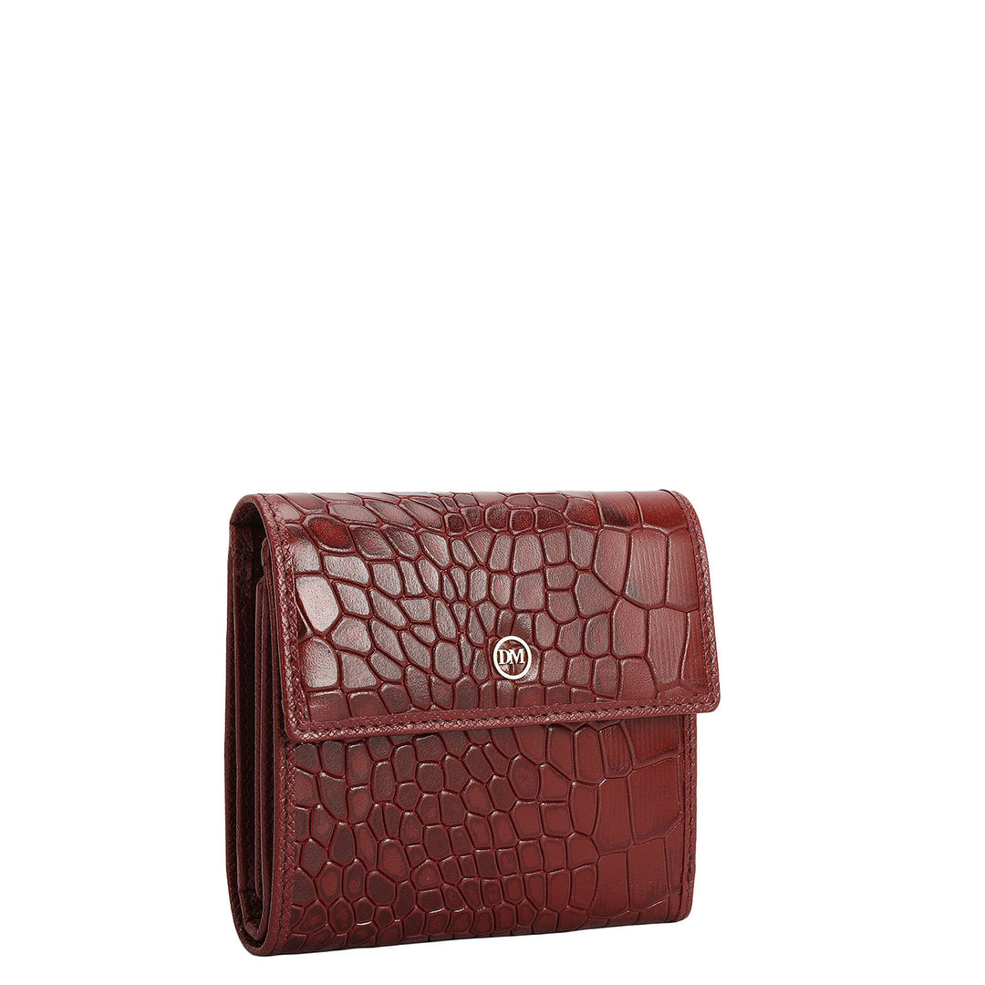 Croco Leather Ladies Wallet - Cherry