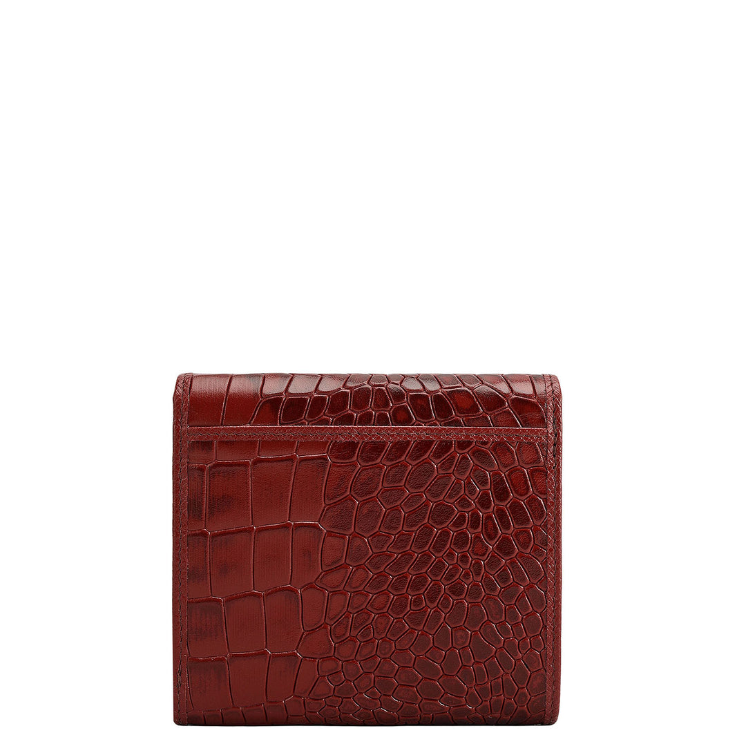Croco Leather Ladies Wallet - Cherry